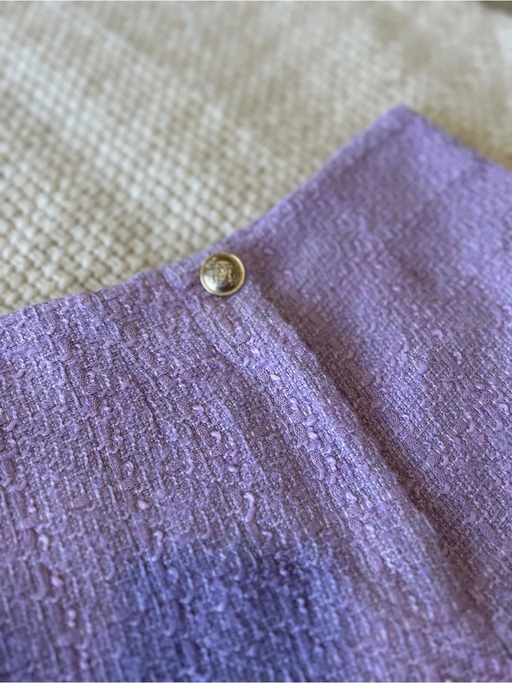 Zara Lilac Tweed High-Waist Tailored Shorts